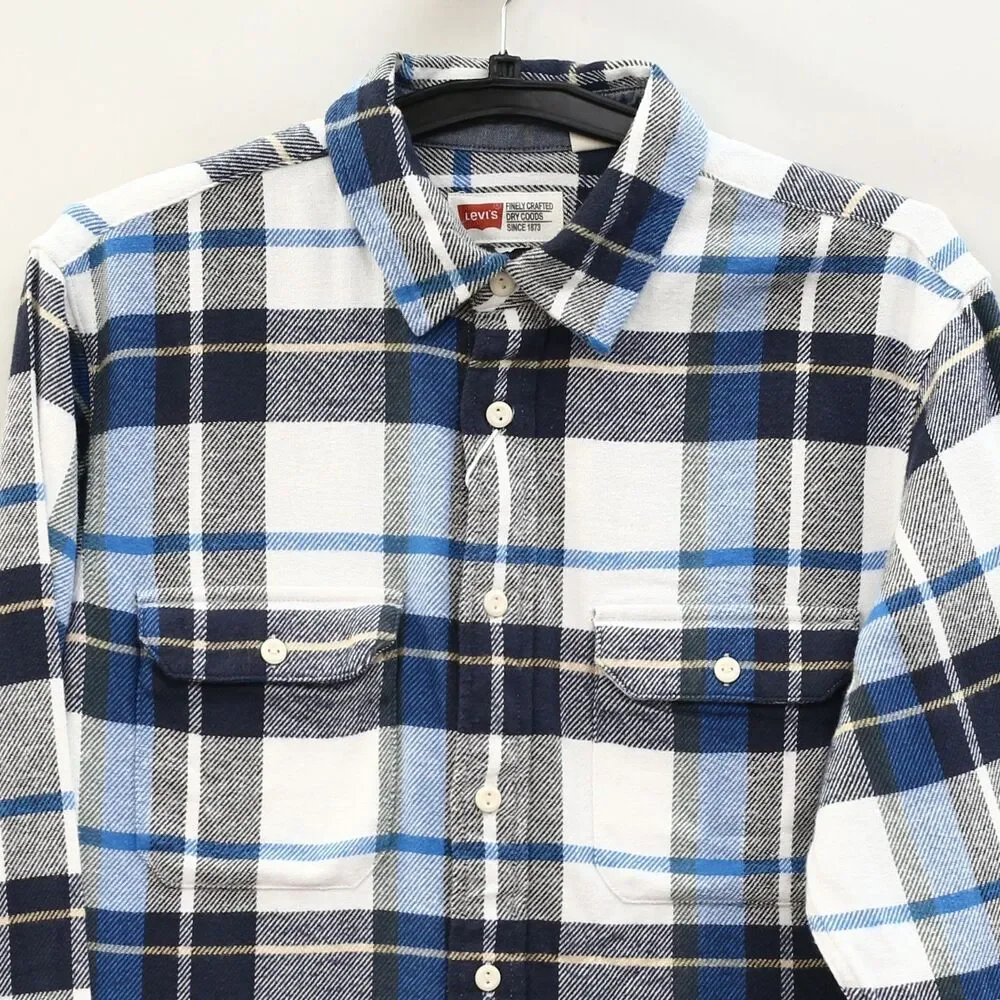 Levi's Men's Relaxed Fit Plaid Flannel Buttondown Shirt Long Sleeve BlueM 289997